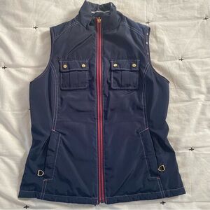 ARIAT Navy Blue White Striped Reversible Navy Blue Gilet Vest Sz. Small